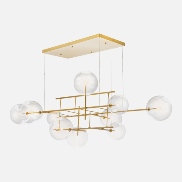 Dark Lighting Elements Horizontal Gold and Clear Glass Pendant Light