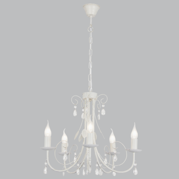 Brightstar CH360/5 FOSSIL WHITE Metal Chandelier with Clear Acrylic Crystals